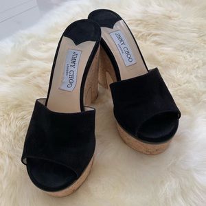 Beautiful Black Suede Sandal Wedges